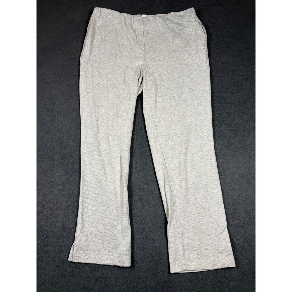 Pure Jill Knit Pants Womens M Petite Oatmeal Heather Cotton Spandex Stretch